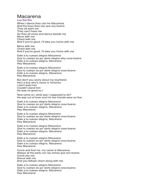 macarena translation|macarena lyrics spanish.